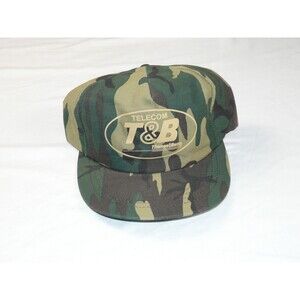 VTG Vintage Snapback Trucker Hat - Camo Thomas & Betts Telecom Advertising USA